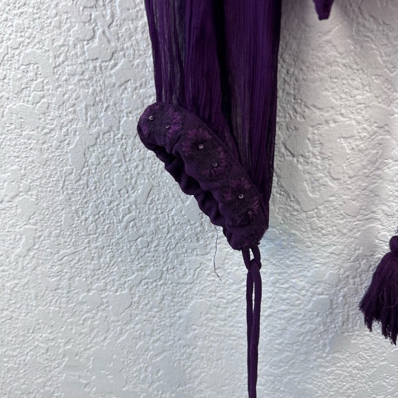 Free people retro femme purple sheer tassle boho top - Picture 7 of 13